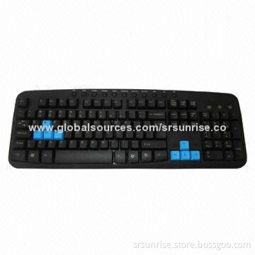Wired Multimedia Keyboard with USB, PS/2 Port, Waterproof Ergonomic Design